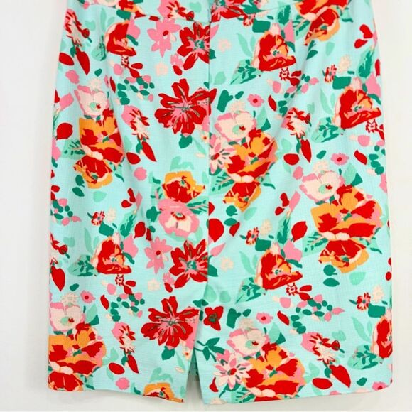 J. Crew Factory Mint 100% Cotton Vibrant Red Floral Pencil Skirt - Picture 8 of 15